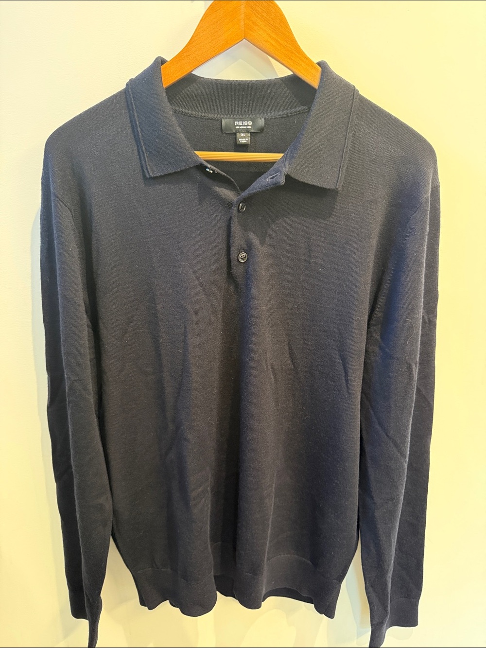 Reiss Men's Navy V-Neck Polo Sweater